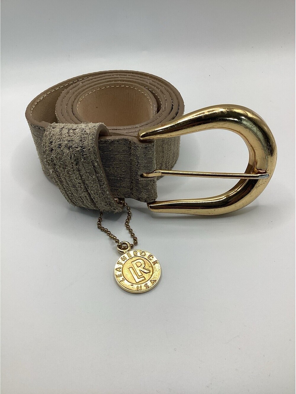 Leatherock Distressed Leather Belt Gold Size 38
